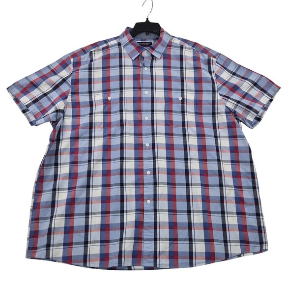 Roundtree & Yorke Other - Roundtree & Yorke Men's Size L Short Sleeve Shirt Plaid Red Blue Button Up (58)